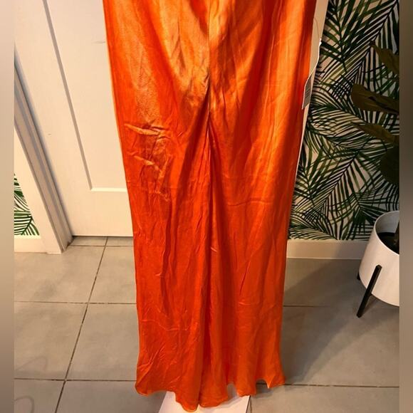 Bardot Ambroise One Shoulder Satin Dress in Burnt Orange NWT Large - Picture 7 of 12